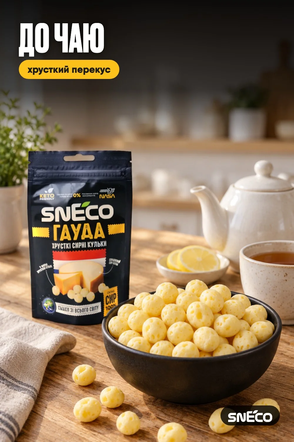 Сир сушений snEco "Гауда", 14г: до чаю