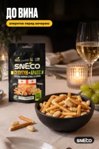 Сир сушений мікс snEco "Сулугуні+Арахіс", 20г: до вина