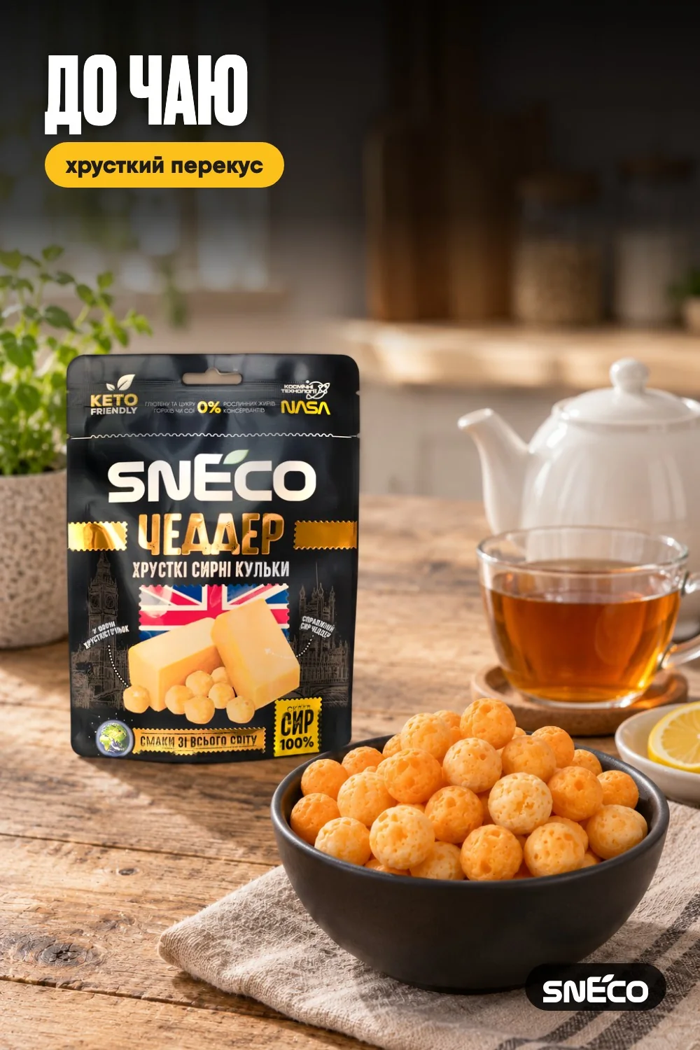 Сир сушений snEco "Чеддер", 28г 13 Сир сушений snEco "Чеддер", 28г: до чаю