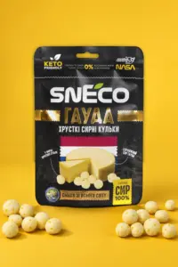 Сир сушений snEco "Гауда", 28г: упаковка і продукт
