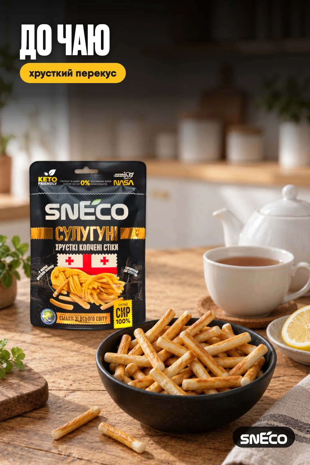 Сир сушений snEco "Сулугуні", 28г 13 Сир сушений snEco "Сулугуні", 28г: до чаю