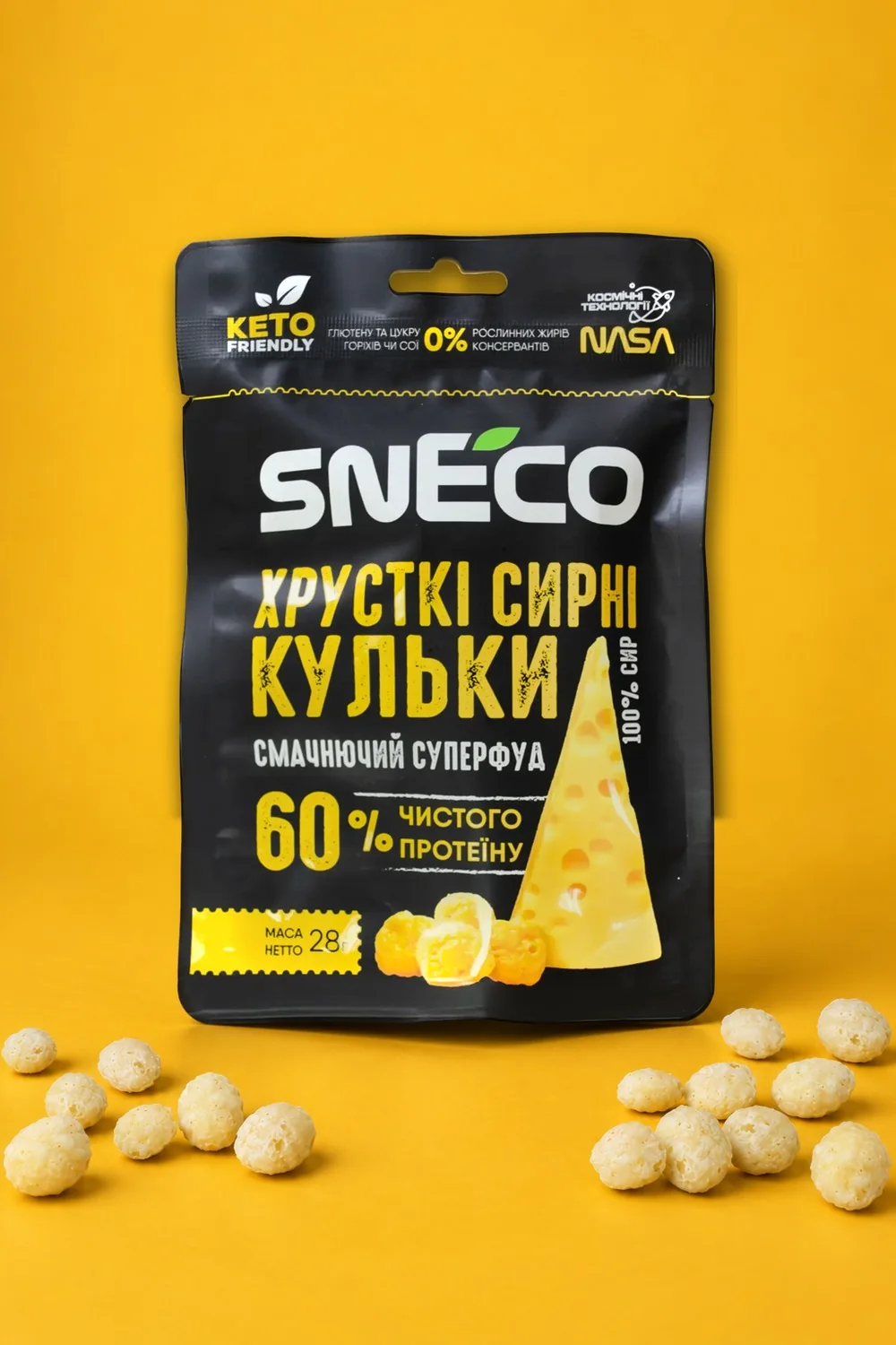 Сир сушений snEco "Суперфуд", 28г: упаковка і продукт