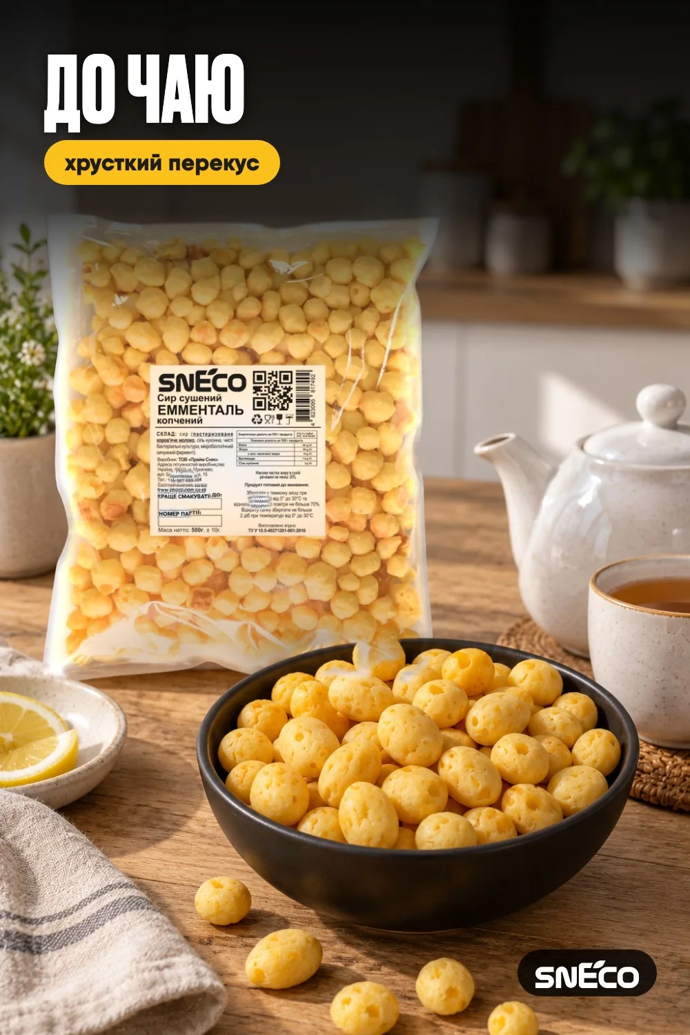 Сир сушений snEco "Емменталь", 500г 12 Сир сушений snEco "Емменталь", 500г: до чаю