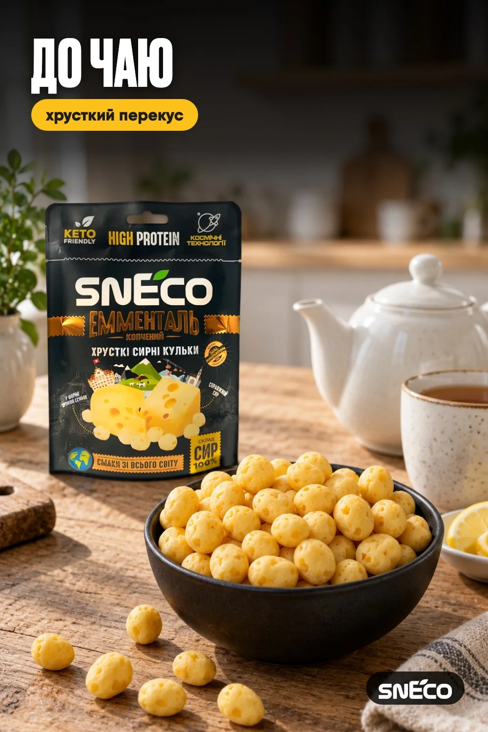 Сир сушений snEco "Емменталь", 28г: до чаю