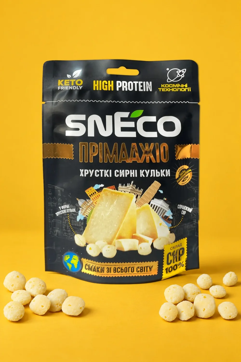 Сир сушений snEco «Прімаджіо» 28 г: упаковка і продукт