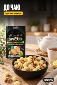 Сир сушений мікс snEco "Прімаджіо+Волоський", 20г 13 Сир сушений мікс snEco "Прімаджіо+Волоський", 20г: до чаю