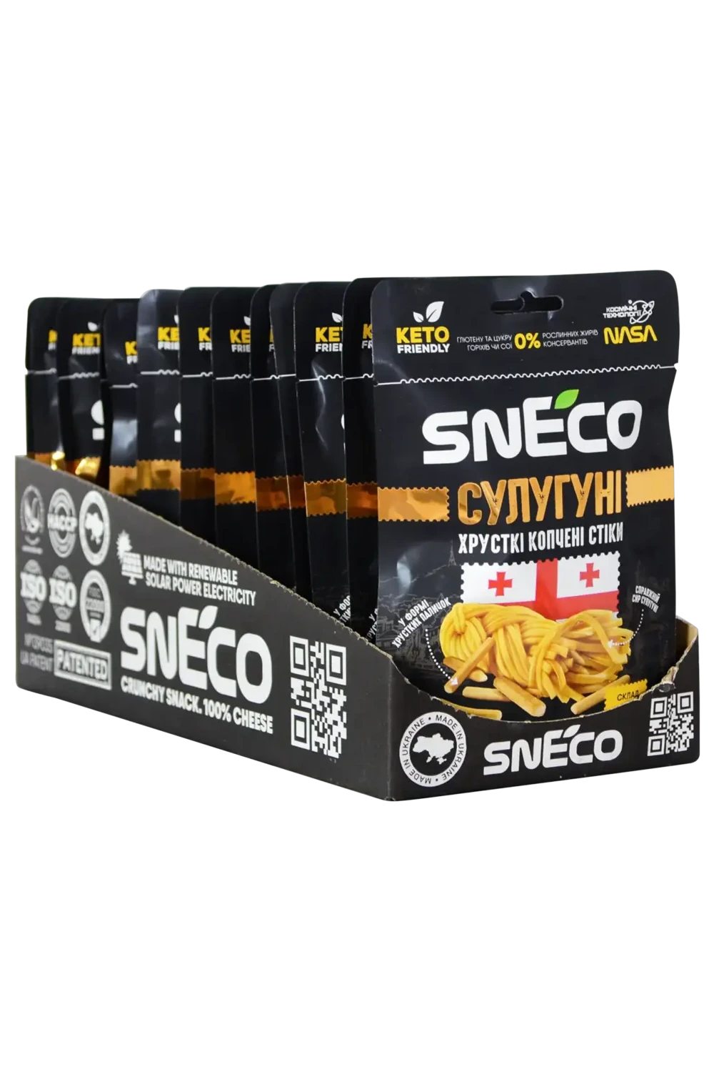Сир сушений snEco "Сулугуні", 28г (15 упаковок) / Короб фірмовий ShowBox