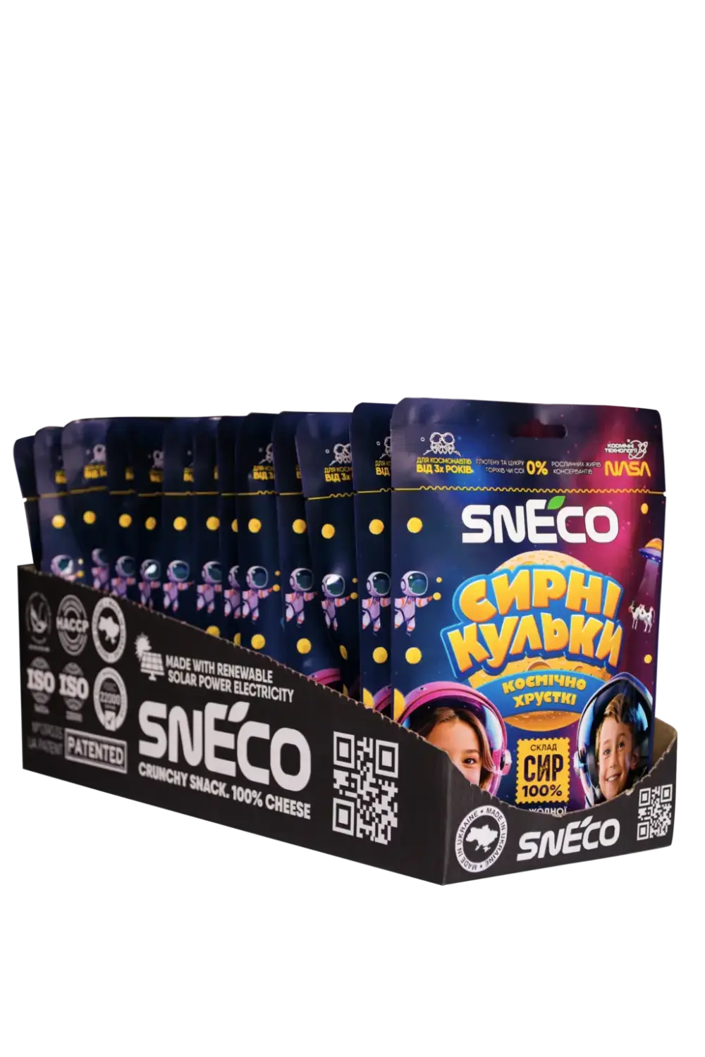 Сир сушений snEco «Космічний», 28г (15 упаковок) / Короб фірмовий ShowBox