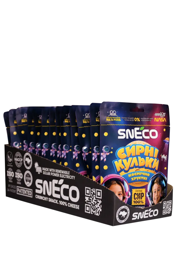 Сир сушений snEco «Космічний», 28г (15 упаковок) / Короб фірмовий ShowBox