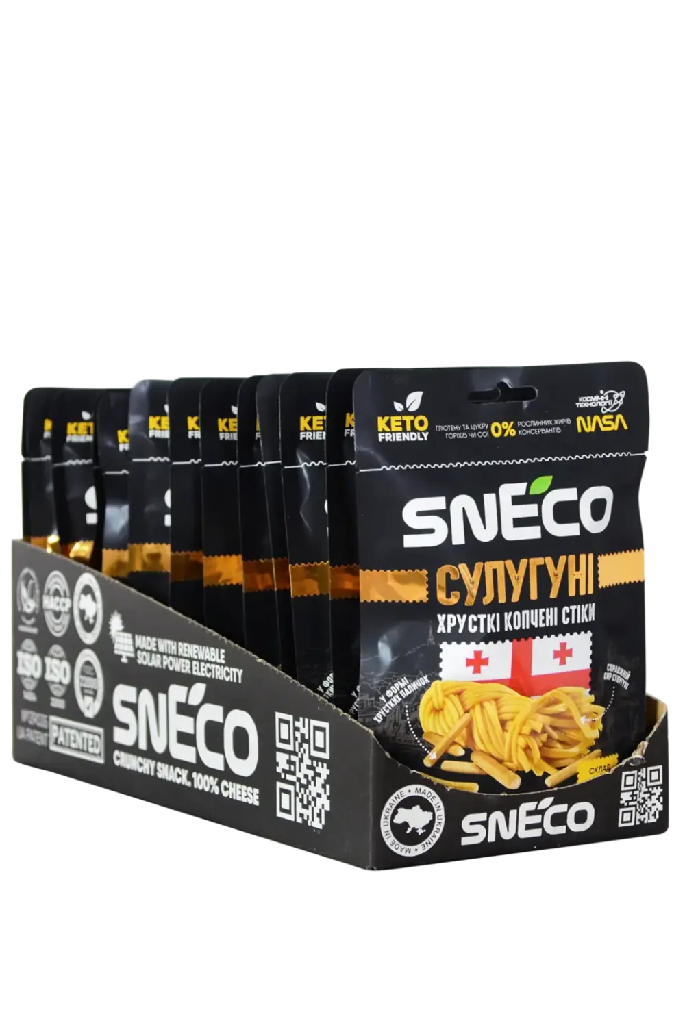 Сир сушений snEco "Сулугуні", 28г (15 упаковок) / Короб фірмовий ShowBox