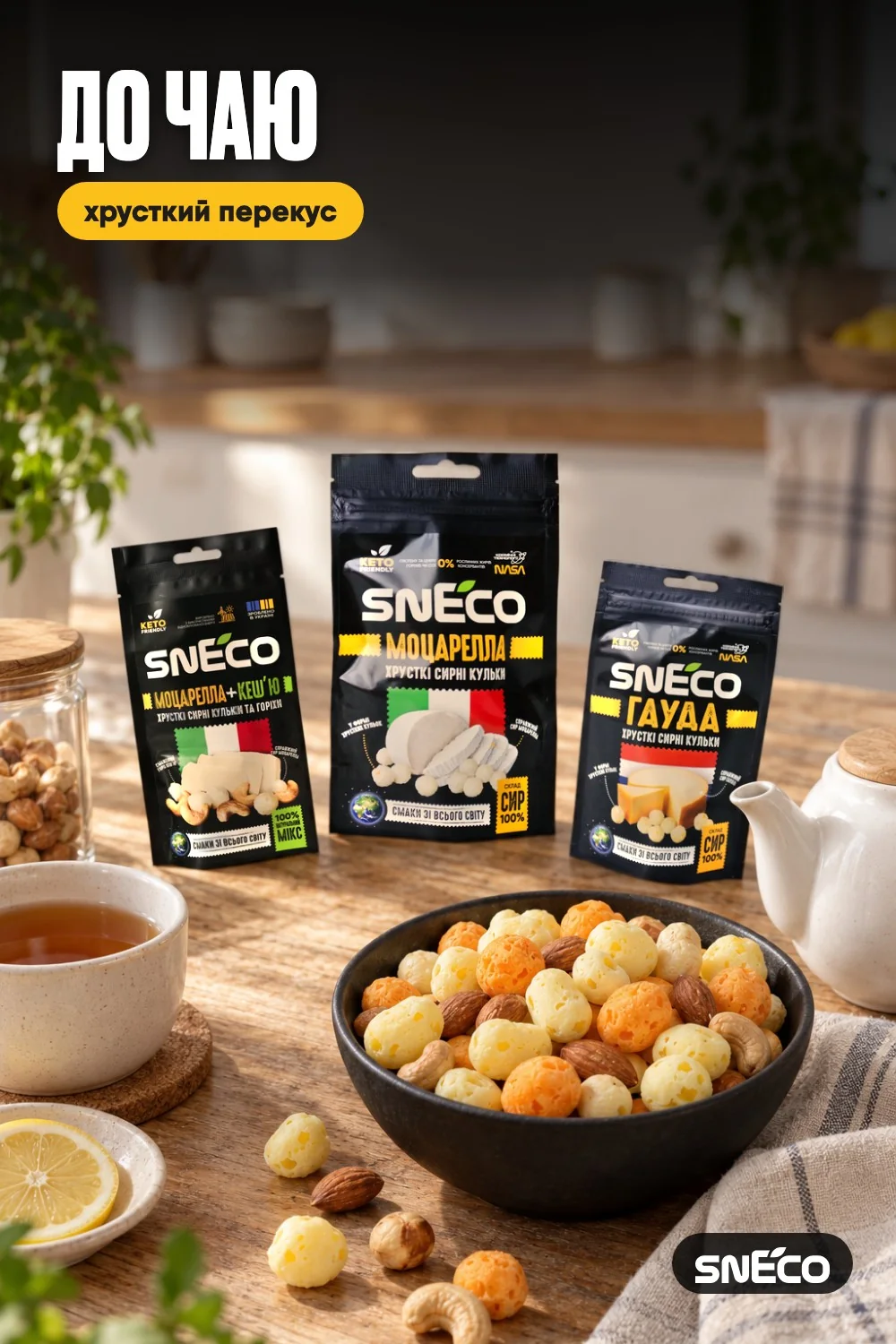 Набір "SMALL ALL" (10 упаковок) "Сир сушений snEco + горіхи 14/20г": до чаю