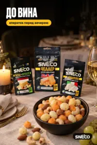 Набір "SMALL ALL" (10 упаковок) "Сир сушений snEco + горіхи 14/20г": до вина