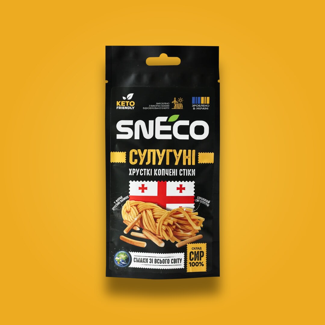 Міні-пачка сушеного сиру snEco Сулугуні 14 г для перекусу в дорозі